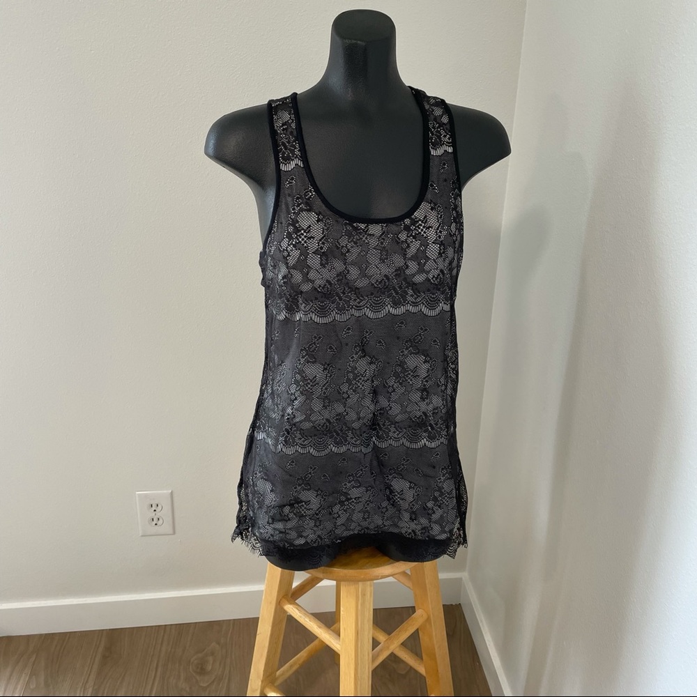 Black lace tank with grey liner (3 for $25)